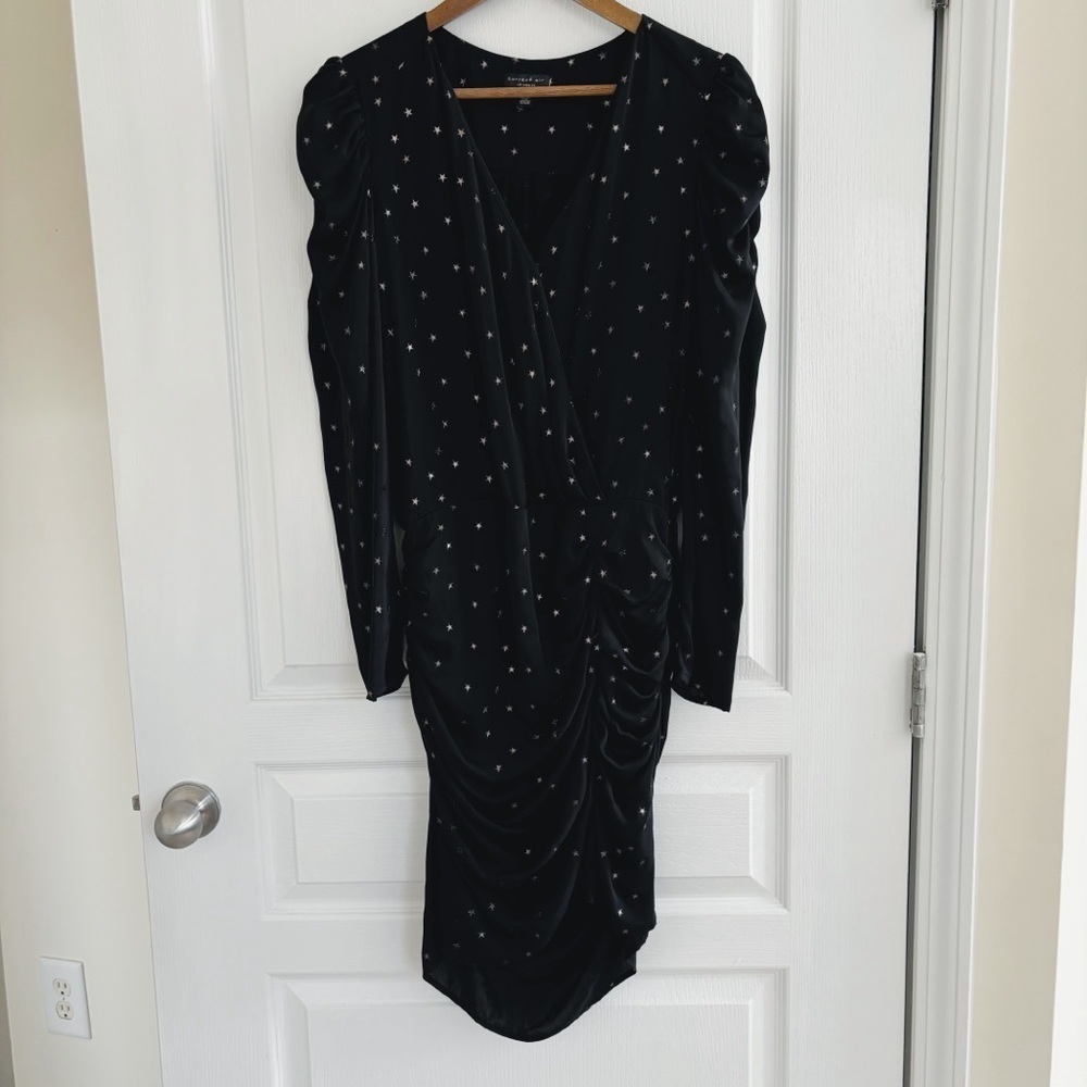 Current Air Black Metallic Gold Star Print Mini Dress Medium